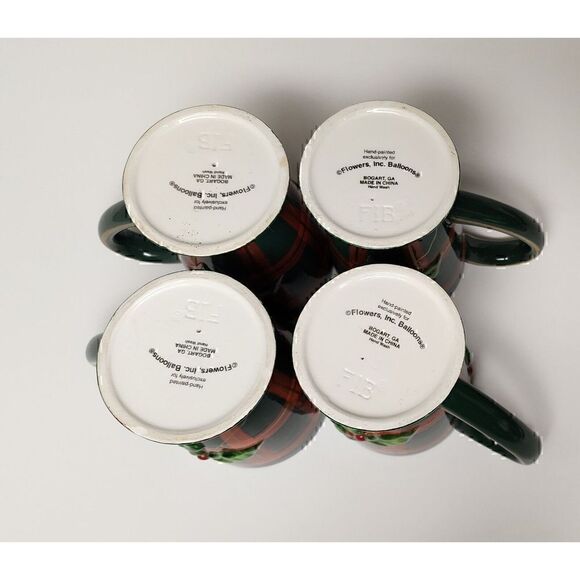 Vintage Flowers Inc Balloons Christmas Theme Hot Chocolate Or Coffee Mugs/Plates - Picture 10 of 12